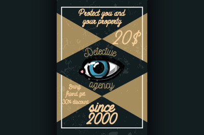 Color vintage detective agency poster