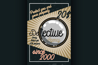 Color vintage detective agency poster
