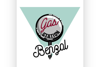 Color vintage gas station emblem