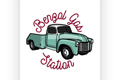 Color vintage gas station emblem