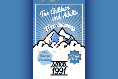 Color vintage mountaineering poster