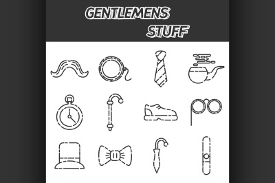 Gentlemens vintage stuff icon set