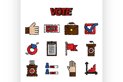 Vote flat icons set