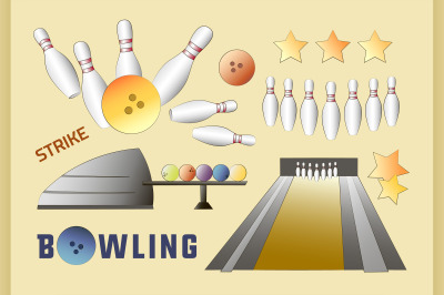 Bowling icons set