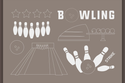 Bowling icons set