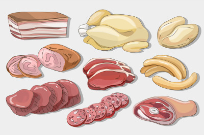 Different kinds of meat collection