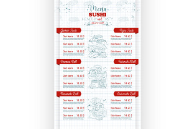 Restaurant vertical color sushi menu