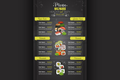 Restaurant vertical color sushi menu