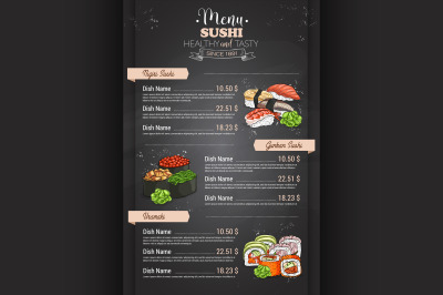 Restaurant vertical color sushi menu