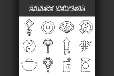 Chinese New Year flat icon set