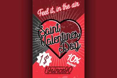 Color vintage Valentines day poster