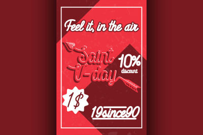 Color vintage Valentines day poster