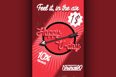 Color vintage Valentines day poster
