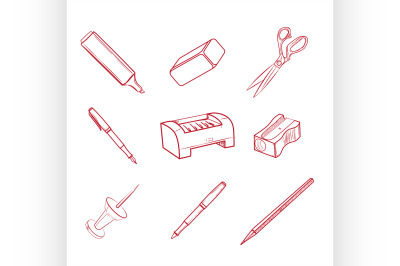 Hand-drawn Office equipment icons