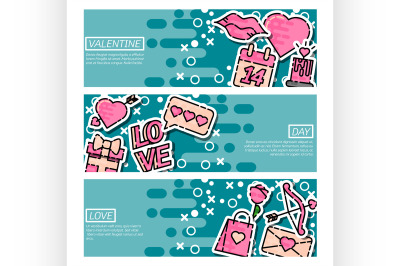 Set of Horizontal Banners about Valentines Day