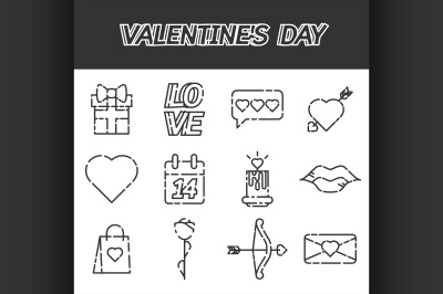 Valentines Day flat icons set