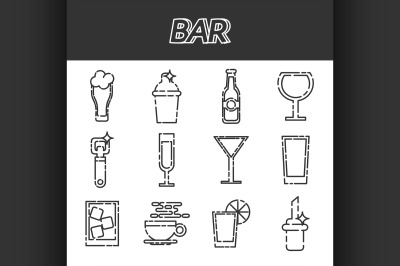 Bar flat icons set