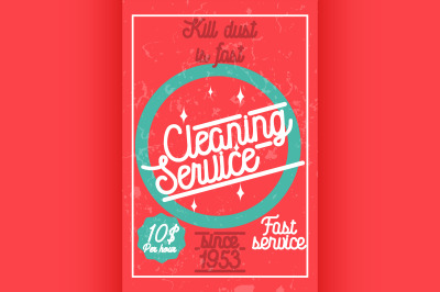 Color vintage cleaning service banner.