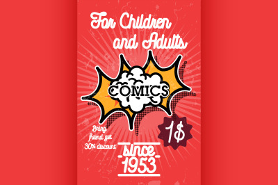 Color vintage comics shop banner