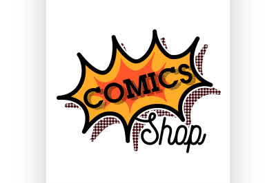 Color vintage comics shop emblem