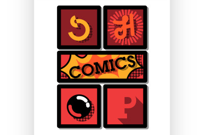 Color vintage comics shop emblem