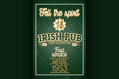 Color vintage irish pub banner