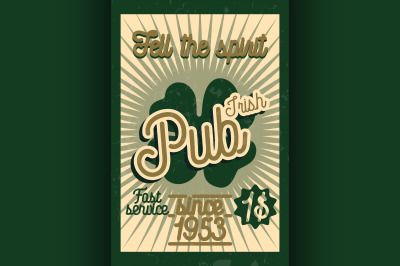 Color vintage irish pub banner