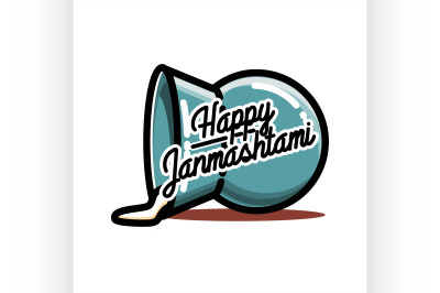 Color vintage janmashtami emblem