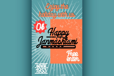Color vintage janmashtami poster