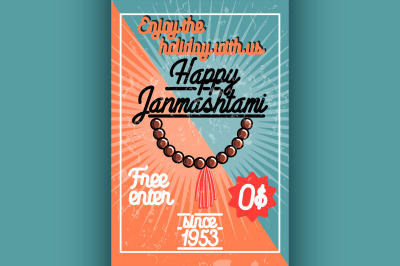 Color vintage janmashtami poster