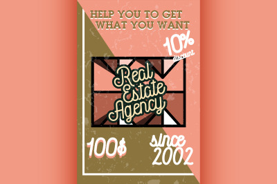 Color vintage real estate agency banner