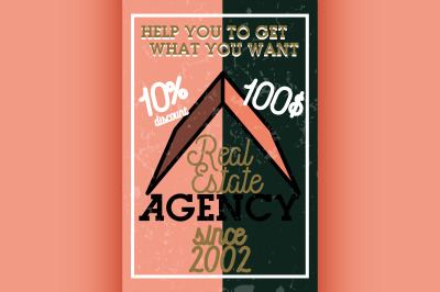 Color vintage real estate agency banner