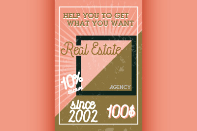 Color vintage real estate agency banner