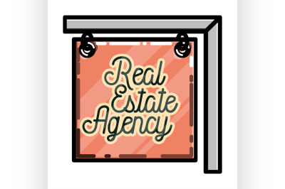 Color vintage real estate agency emblem