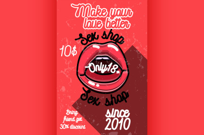 Color vintage sex shop banner