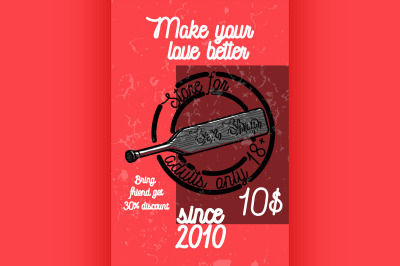 Color vintage sex shop banner