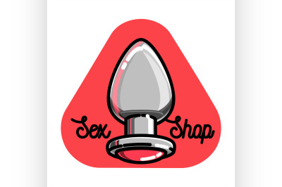 Color vintage sex shop emblem