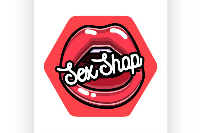 Color vintage sex shop emblem