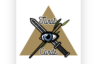 Color vintage tarot cards emblem