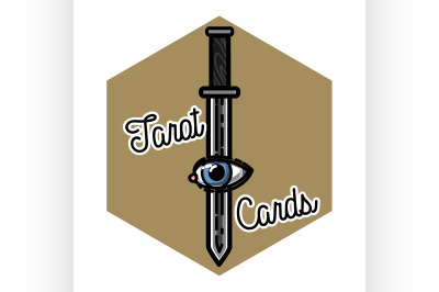Color vintage tarot cards emblem