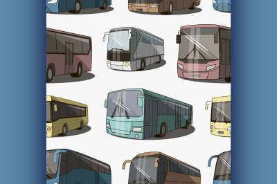 Bus icons set pattern