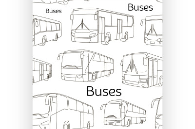 Bus icons set pattern