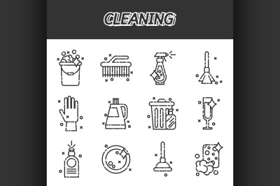 Cleaning icons set