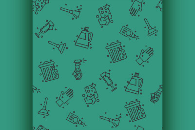 Cleaning icons set pattern