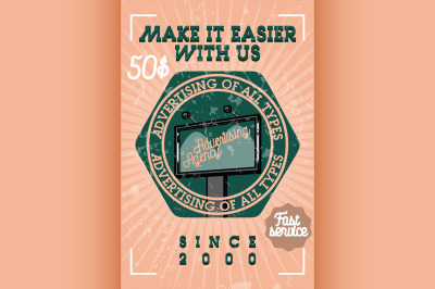 Color vintage advertising agency banner
