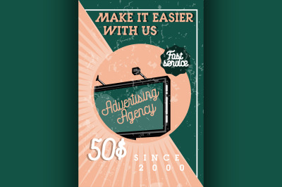 Color vintage advertising agency banner