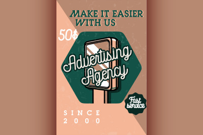 Color vintage advertising agency banner