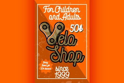 Color vintage bike shop banner