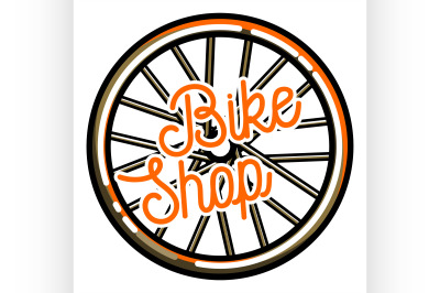 Color vintage bike shop emblem