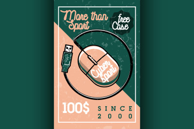 Color vintage cyber sport banner